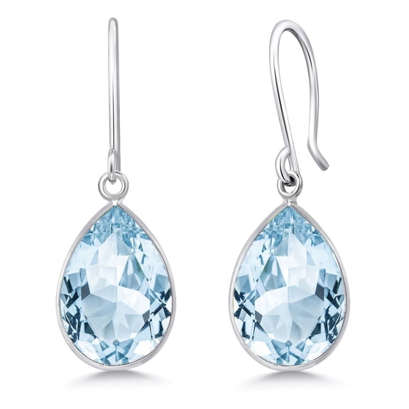 Gem Stone King 6.00 Cttw Swiss Blue Topaz Earrings in 925 Sterling Silver | Pear Shaped 12X9MM | Gemstone Birthstone | Drop Dangle Teardrop Earrings for Women