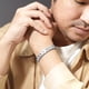 thumbnail image 5 of JeenMata Pulsera de eslabones de plata pulida para hombre - Joyería moderna entrelazada, 5 of 6