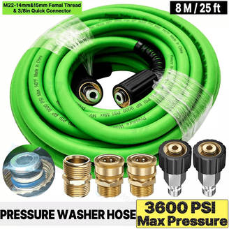Ufixed 1/4 Pressure Washer Hose 25FT M22-14, 3600psi,Quick Connect,360° Swivel,Kink-resistant,Suit for Main Pressure Washer,Black