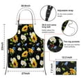 thumbnail image 3 of Black Sunflower White Daisy Pattern Apron-Garden Aprons for Women with Pockets-Cotton Linen Waterproof Kitchen Cooking Gardening Aprons Adjustable for Kitchen,Cooking,BBQ and Salon 33x27 Inch, 3 of 7