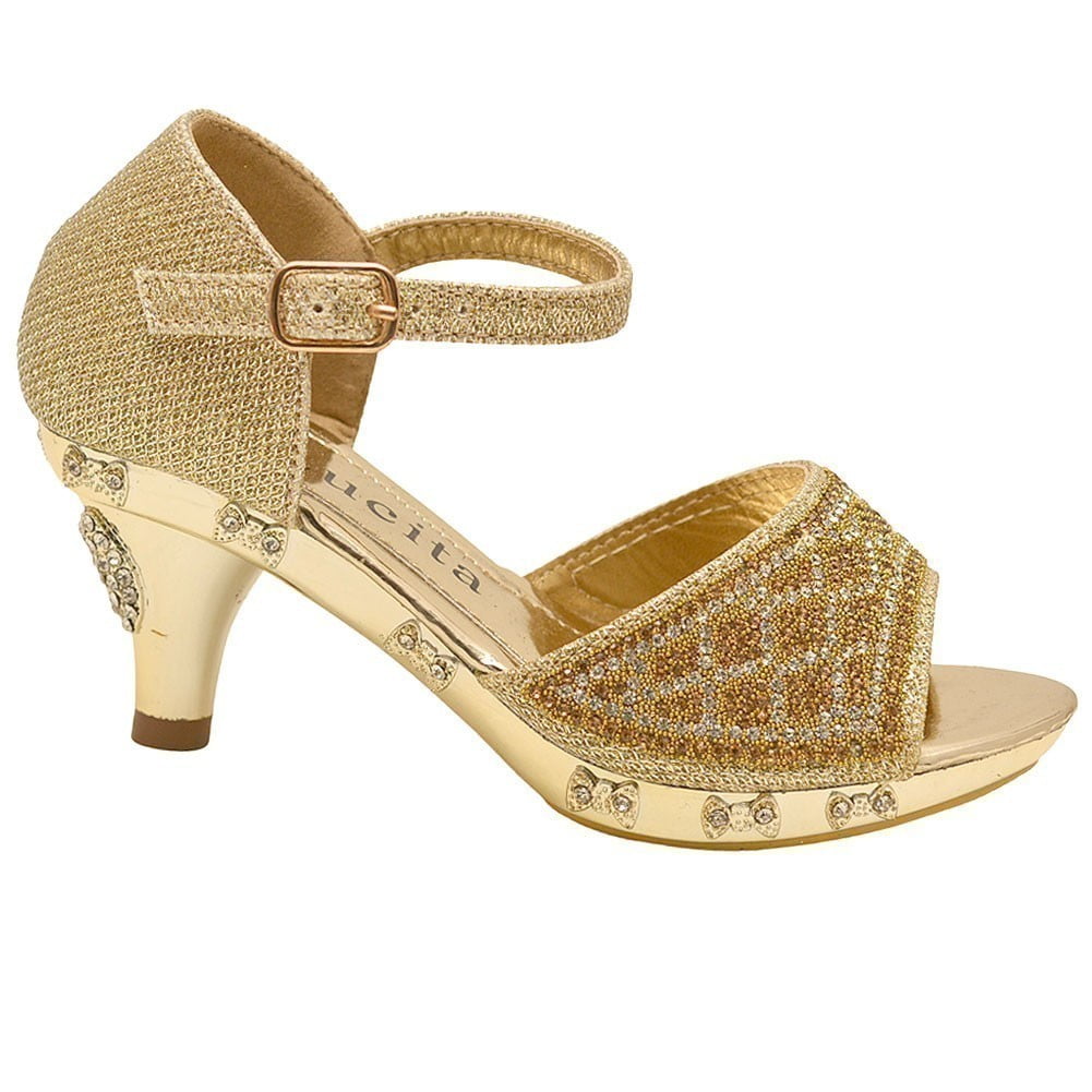Lucita Lucita Girls Gold Rhinestone Encrusted Heel