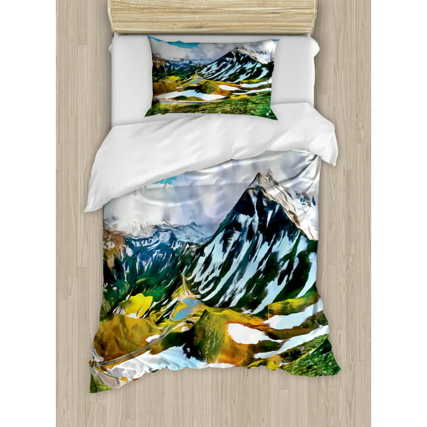Mountain Twin Size Duvet Cover Set, Twin Peaks Bed Sheets