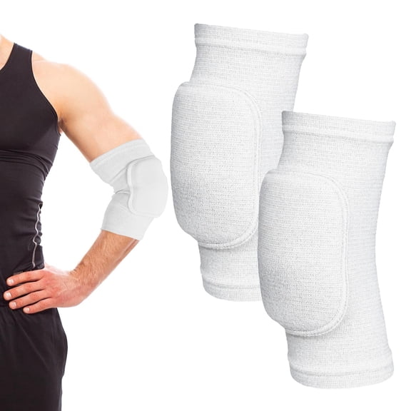 1 Pair Volleyball Elbow Pads, Arm Brace Ventilate Sport Elbow Protector Strap, White Elbows Pad Arm Pads With Padded Soft Support Cushion for Men And Women