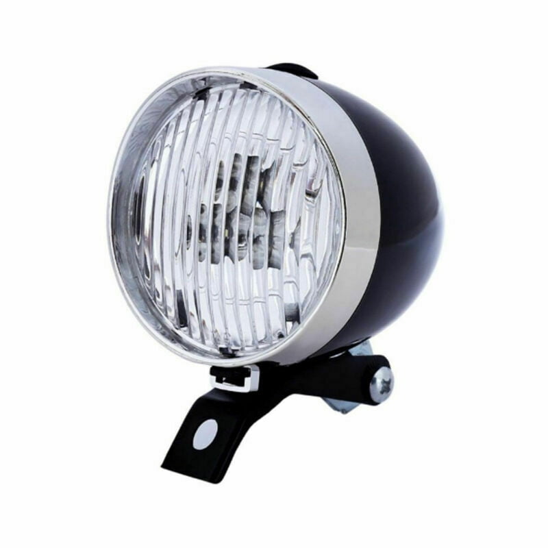 Retro Bicycle Bike 3 LEDs Front Light Headlight Vintage Flashlight Lamp w// Mount