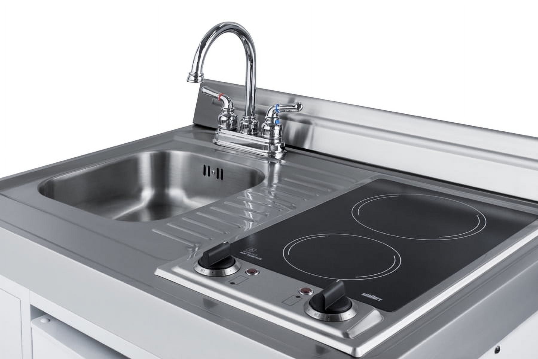 39" Wide All-In-One Kitchenette, White, Glass Burners