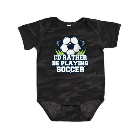 

Inktastic I d Rather Be Playing Soccer Gift Baby Boy or Baby Girl Bodysuit