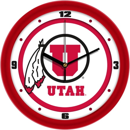 Utah Utes 11.5'' Suntime Premium Glass Face Traditional Logo Wall Clock