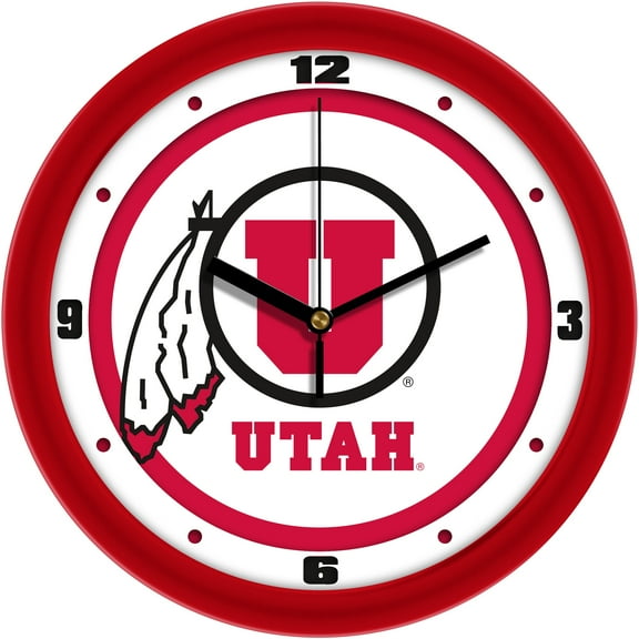 Utah Utes 11.5'' Suntime Premium Glass Face Traditional Logo Wall Clock