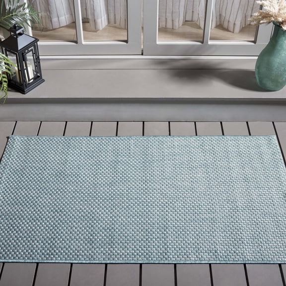Safavieh Courtyard Finnian Solid Indoor/Outdoor Area Rug, Aqua/Gray, 4' x 5'7"
