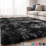 YEERSWAG Shag Area Rug, 5 x 8 ft Ultra Soft Fluffy Area Rug for Living Room Bedroom Indoor Carpet, Black