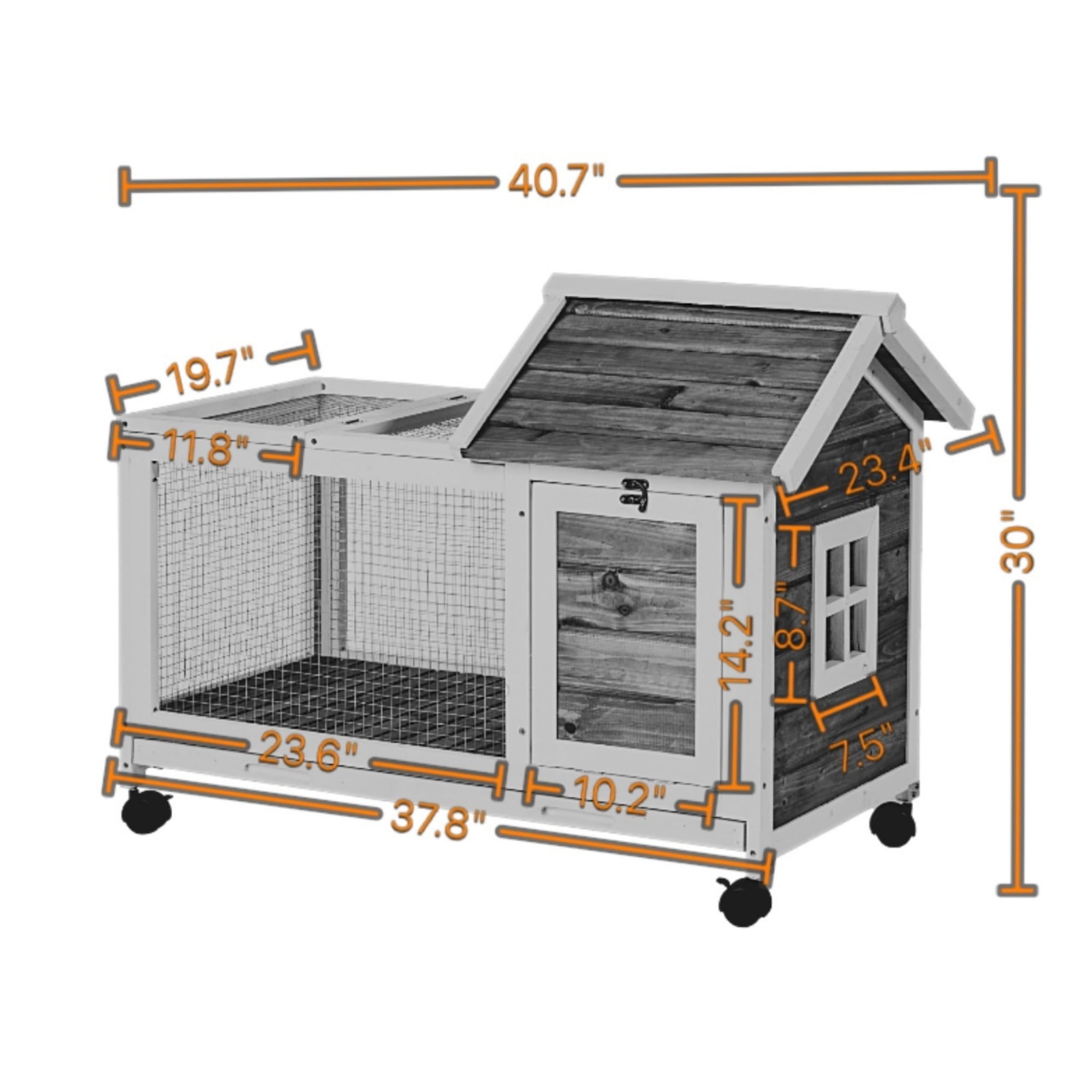 Kepooman 40.7" Wooden Rabbit Hutch, Indoor Bunny Cage with Pull Out Tray, 4 Casters Include, Gray Kepooman 40.7" Wooden Rabbit Hutch, Indoor Bunny Cage with Pull Out Tray, 4 Casters Include, Gray