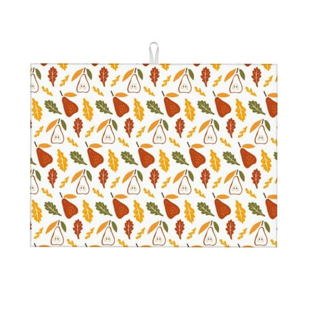 

Tebeau Autumn Pears Print Dish Drying Mat for Kitchen Counter Dish Drying Pad with Non-slip Rubber Backed Hide Stain Anti Absorbent for Kitchen Counter Drying Mat