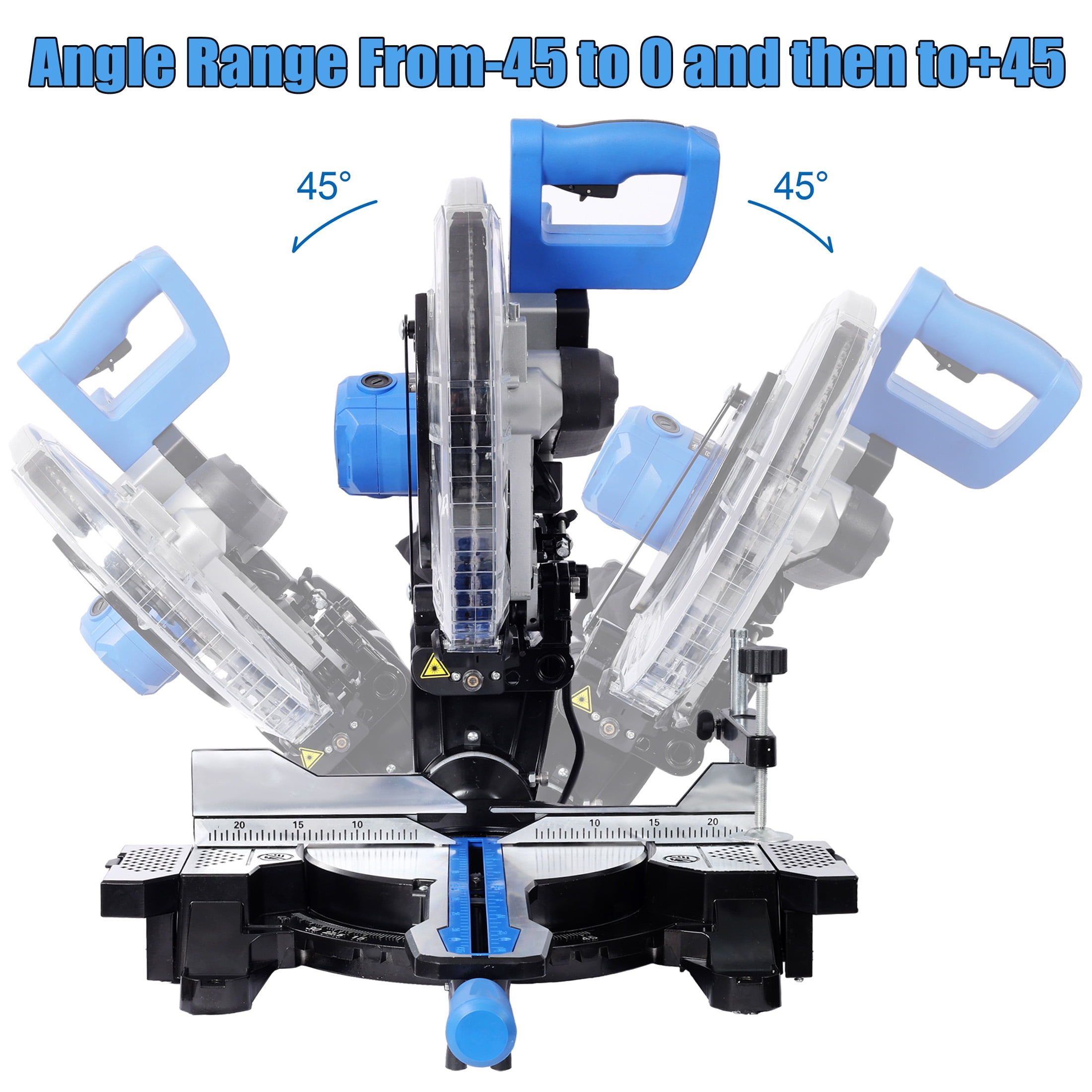 12-Inch Dual Bevel Miter Saw, with Laser Guide, Sliding Compound Miter Saw(-45 ° /0 ° /+45 ° ), 80T Blade Evolution Table Saw, 4.2x13in Cutting Capacity, for Wood Pvc Soft Metal, ETL Certificate