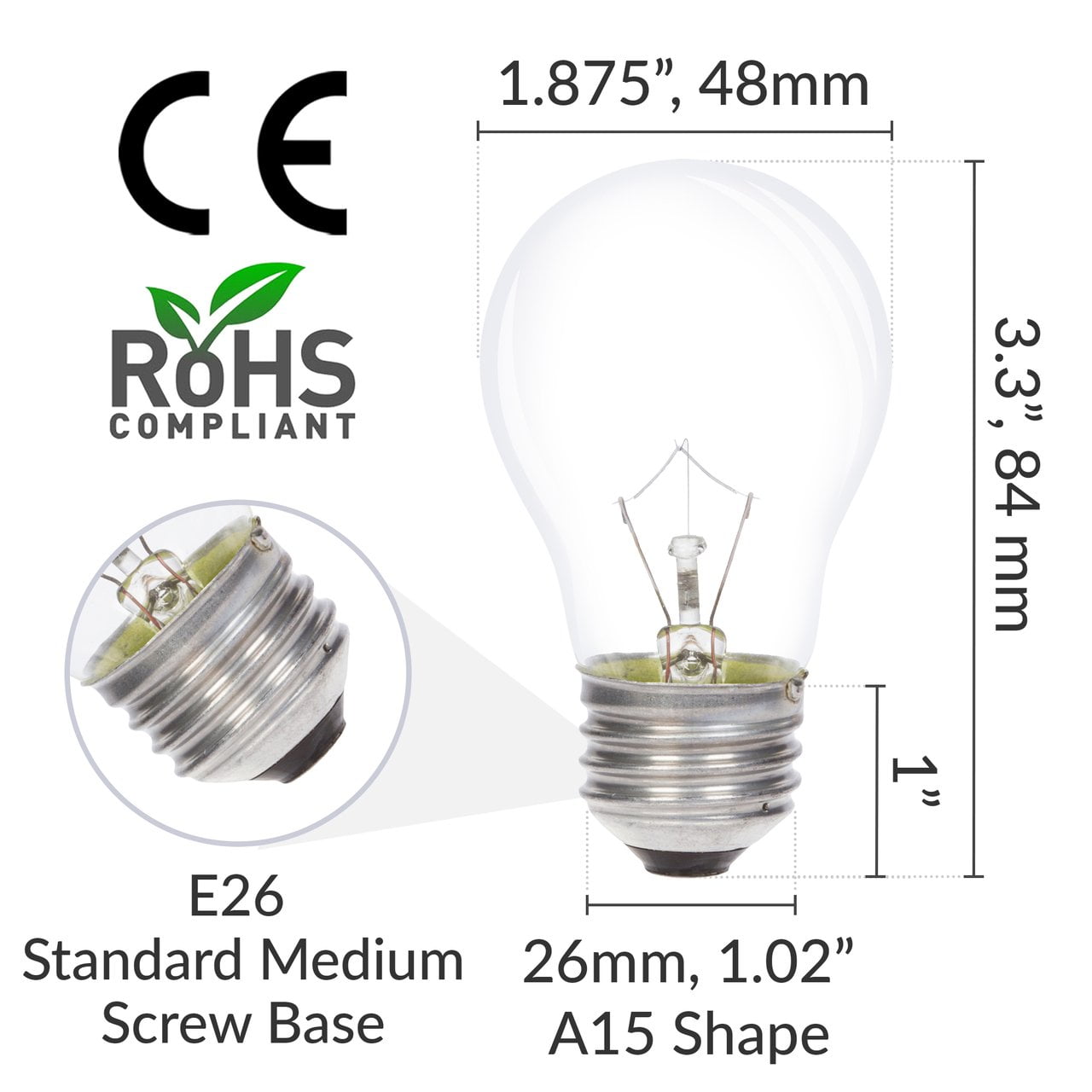 Sunbeam - Ampoule pour appareil électroménager A15, 40W. Size: 40w, Fr