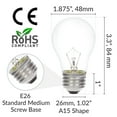 thumbnail image 3 of Simba Lighting Incandescent Appliance Light Bulb A15 40W E26 Medium Base, 120V 2700K, 6-Pack, 3 of 9