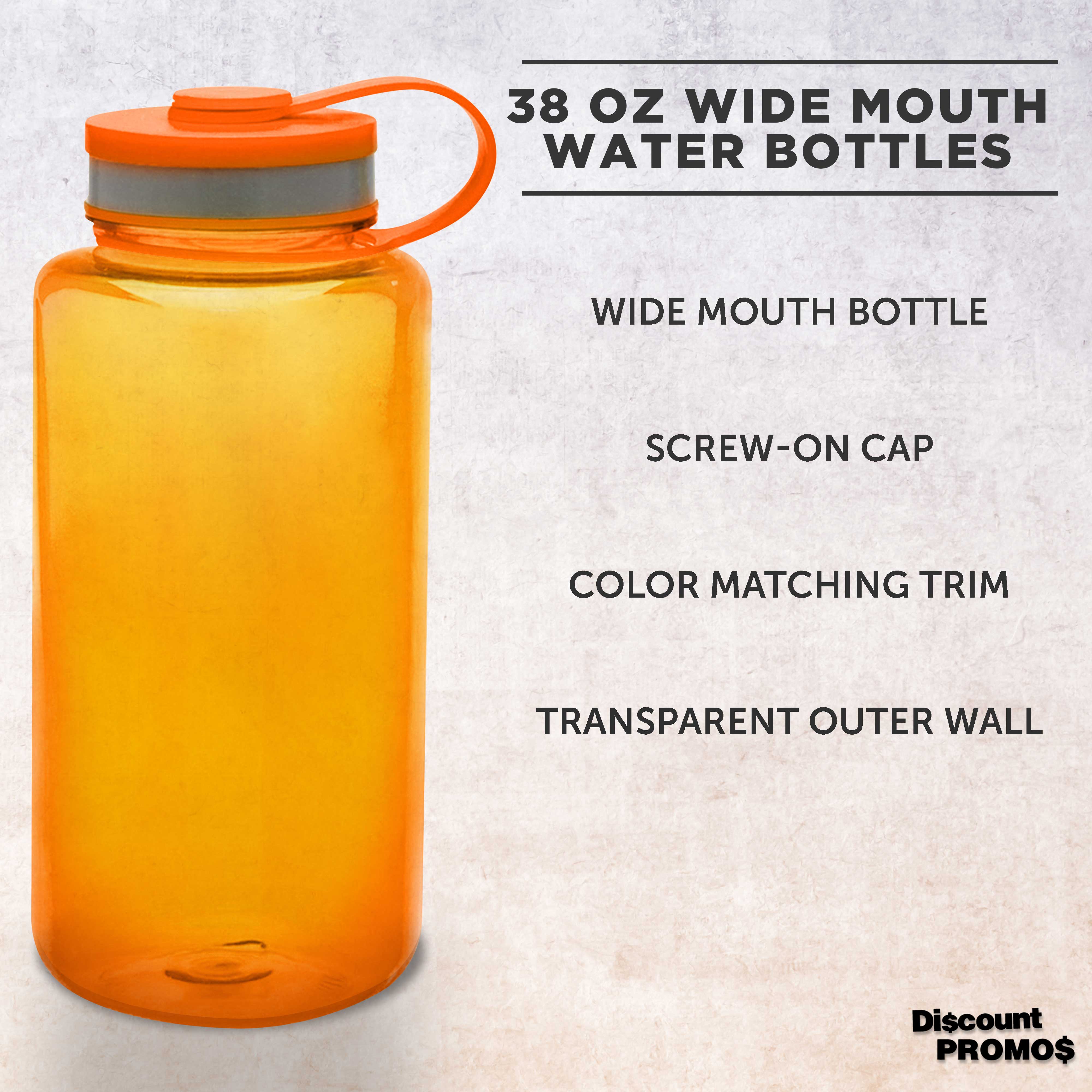 Plastic Sports Water Bottles with Flip Lid 38 oz. Set of 10, Bulk Pack - Great for Gym, Hiking, Cycling, Camping, Backpacking, School - Orange