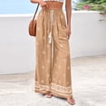 thumbnail image 2 of Women Plus Size Pants Wide Leg Palazzo 2026 Summer Boho Trousers Spring Flowy Beach Vacation Wear, #02 Khaki, S, 2 of 6