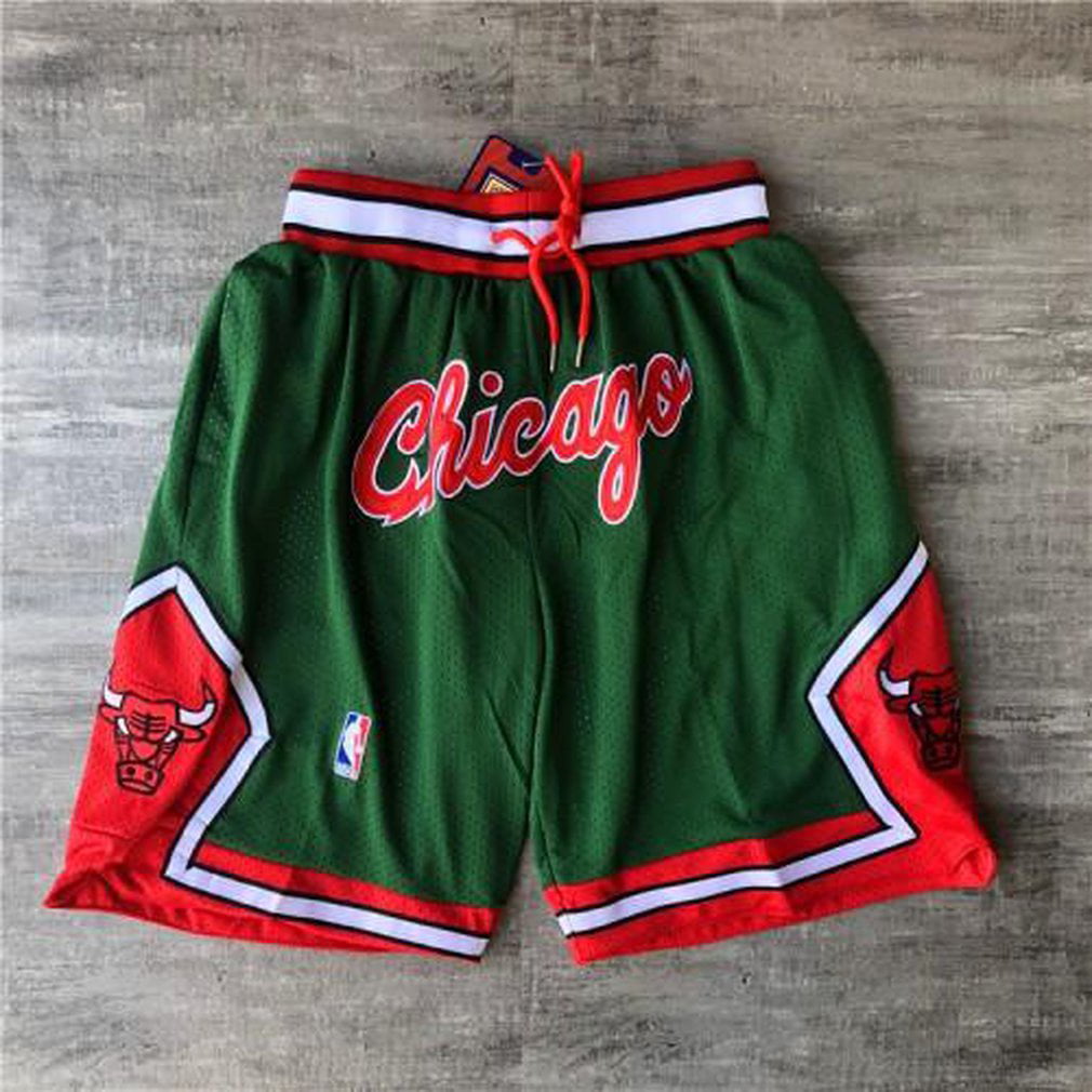 BJYX Men's Chicago Bulls Just Don Basketball Shorts Green Zipper 