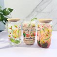 thumbnail image 3 of Vaso de vidrio de sublimación de 16 oz con elementos navideños impresos con tapa de bambú y pajita de vidrio, vaso de café de vidrio simple para beber para regalos, 1 pieza, 3 of 5