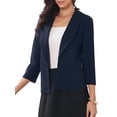 thumbnail image 4 of INSPIRE CHIC Women's 3/4 Sleeve Cardigan Blazer Shawl Collar Open Front Lightweight Stretchy Jackets Dark Blue M, 4 of 5