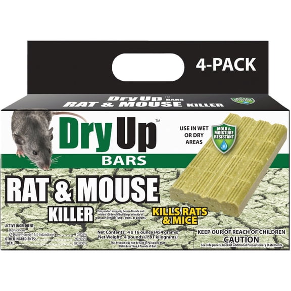 HARRIS Dry Up Rat & Mouse Killer Moisture Resistant Bars (4-Pack) DRY-BAR Residential Use, Standard Application