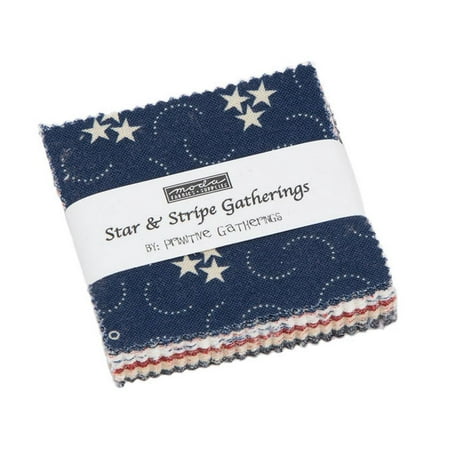 Stripe Quilt Fabric - Star & Stripe Gatherings Moda Mini Charm Pack by Primitive Gatherings; 42 - 2.5