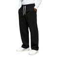 thumbnail image 3 of Men's Corduroy Casual Pants Fashion Wide Leg Trousers Straight Sweatpants Elastic Waist Drawstring | Zenithor,Black L, 3 of 8