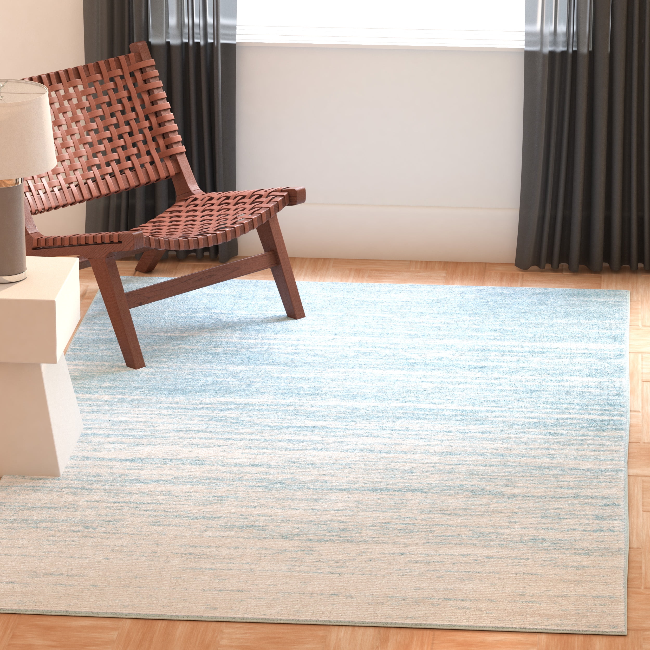 SAFAVIEH Adirondack Esmond Striped Area Rug, Aqua/Ivory, 9' x 12' - Large - Modern Design, Aqua & Ivory, Ideal for Living Room, Bedroom, Dining Space