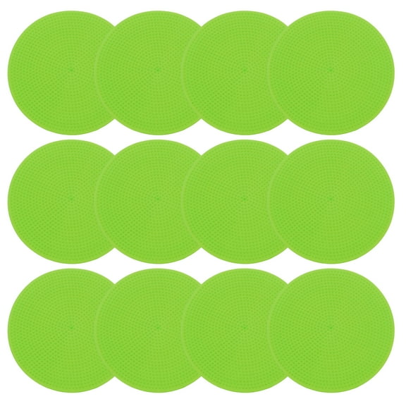 Uxcell 9 Inch Poly Spot Markers, 12Pcs Non Slip Rubber Floor Dots with Storage Bag Flat Agility Cones for Sports Training, Green