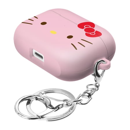 Sanrio AirPods Pro Case Key Ring Keychain Key Holder Hard PC Shell Strap Hole Cover - Face Hello Kitty Pink