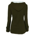 thumbnail image 3 of Pxiakgy Women Fashion Jacket Coat Horn Button Fleece Thicken Coat with Hooded Winter Warm Jacket Solid Winter Windproof Coat Army Green + 4XL, 3 of 3