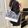 thumbnail image 3 of Bolsa De Hombro Bolso de mano para mujer, bolso de hombro tejido de tela PU, bolsos grandes de retazos (blanco) Ehuebsd Para Estrenar, 3 of 8