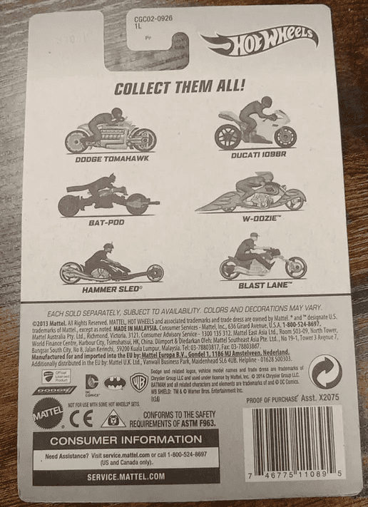 Hot Wheels Blast Lane Motorcycle with rider. City Blue and Green