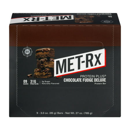 MET-Rx Fudge Protein Plus Chocolat Deluxe Barres de protéines, 3,0 oz 9 count