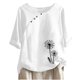 thumbnail image 1 of Blusas de Manga Corta para las Mujeres Impresas Cuello Redondo Camiseta Casual, Blusa de Algodón de Imitación para las Mujeres, 1 of 4