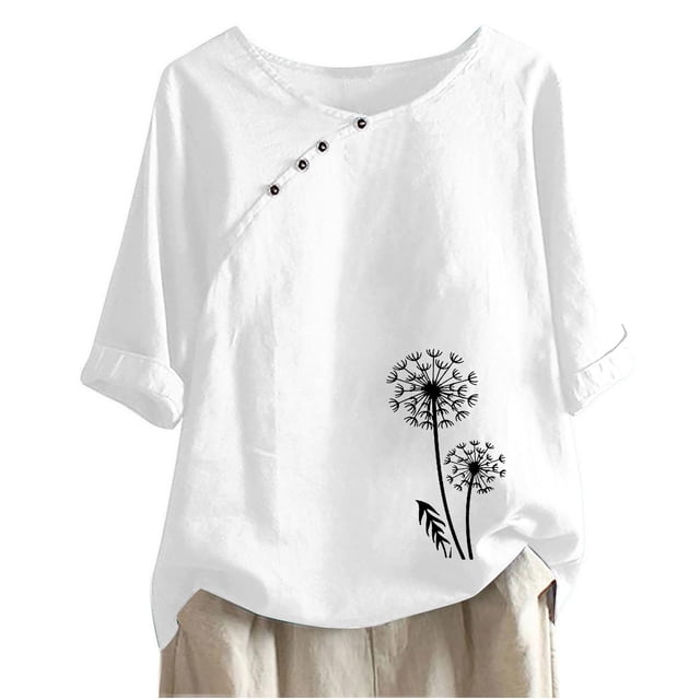 Birdeem Blouses pour Femmes T-Shirt Imprimé Manches Courtes Blouse Col Rond Hauts Décontractés