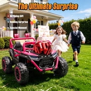 Joyracer 4WD 24 volt Ride On Toys, 800W Electric Cars for Kids with 2 Seater & Romote Control, Power Car Wheel w/ Spring Suspension, Bluetooth Music, Rose