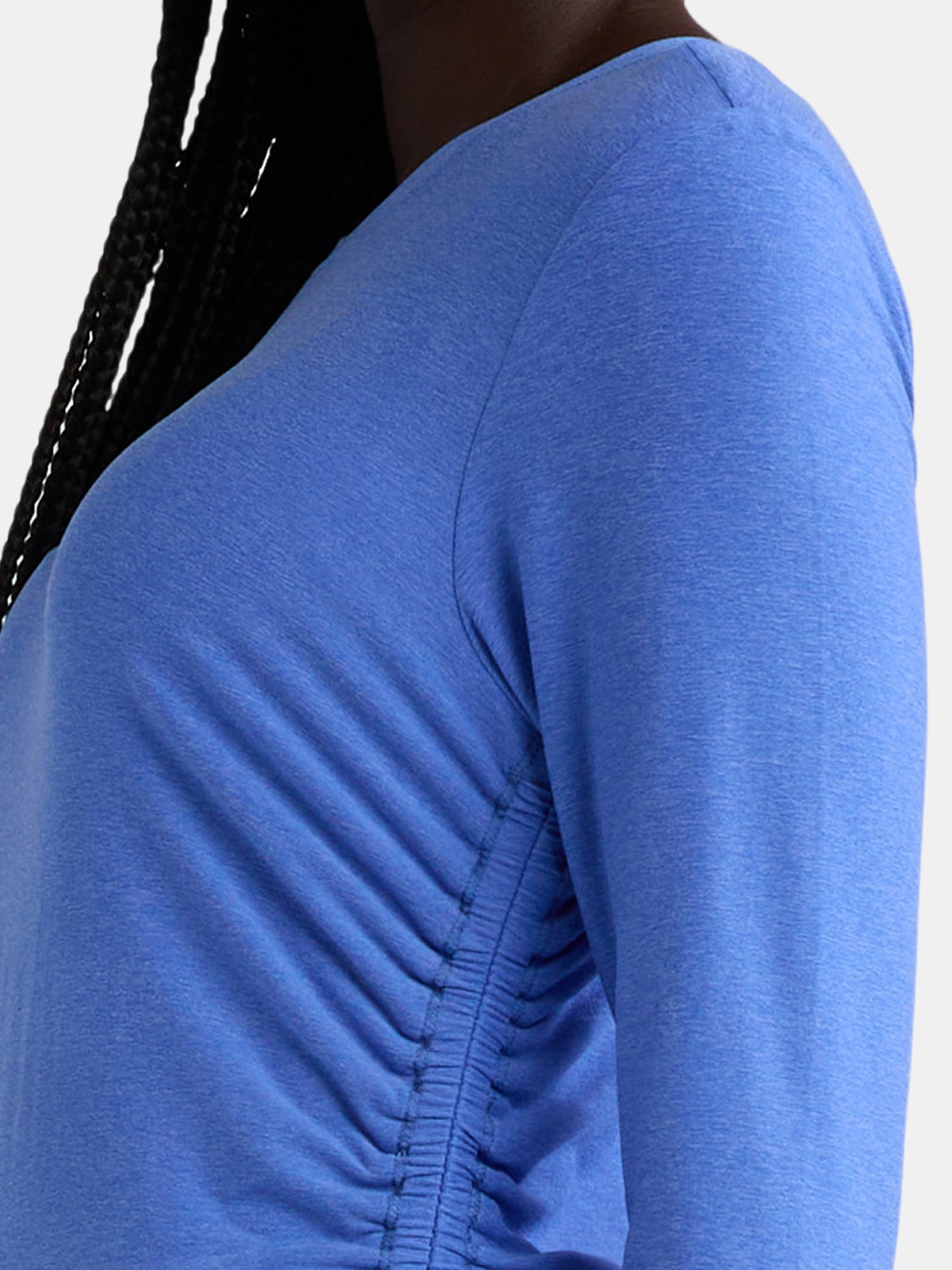 Athletic Works Women's and Women's Plus ButterCore Ruched Performance Tee with Long Sleeves, Sizes XS-4X