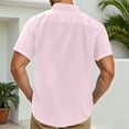 thumbnail image 7 of DPTALR George Men's Cotton Linen Short Sleeve Shirts,Casual Lightweight Button Down,Vacation Beach Summer Tops with Pocket,Pink,Big and Tall Men XXL, 7 of 7