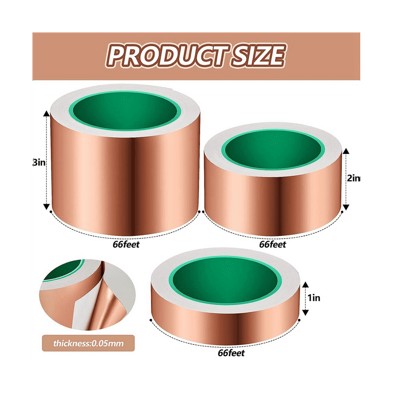 Vaincre Copper Tape Conductive Adhesive,1 inch X 66 FT Copper Foil Tape and  2 inch X 66 FT Conductive Tape - Yahoo Shopping
