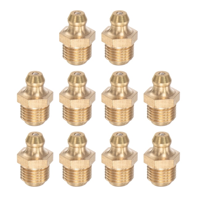 Unique Bargains Brass Straight Hydraulic Grease Fitting M10 x 1mm Thread 10 Pack