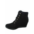 thumbnail image 2 of Peggy-53 Women's High Top Fashion Round Toe Lace Up Wedge Sneaker Shoes ( Black, 6 ), 2 of 4