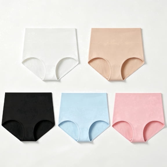 ZHjnG Women's High‑Waisted Cotton Underwear Briefs, Full Coverage Soft Stretch Panties for Regular 5‑Pack 5X-Large Size Women