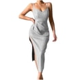 thumbnail image 2 of Gspmoly Robe d'Été, Mode Femmes Été Décontractée Unie à Col en V Camis Sans Manches Gilet Longue Robe Robes Formelles pour Femmes Offres Prime, 2 of 6