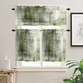 thumbnail image 2 of Abstract Oil Painting Kitchen Curtains and Valances Set, Vintage Green Collage Texture Rod Pocket Window Valance 18 Inch Window Curtain Panels for Living Room Bedroom Laundry, 27.5x36in, 3 Pieces, 2 of 7