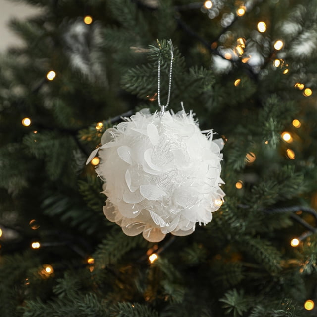 Colgante de Bola Navideña de Espuma Blanca | 7 Cm | Material de Espuma Seguro | Decoración Navideña para El Árbol