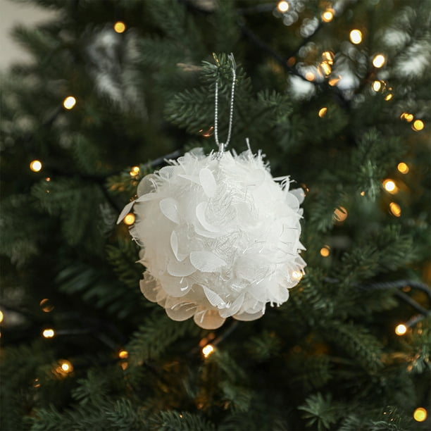 Colgante de Bola Navideña de Espuma Blanca | 7 Cm | Material de Espuma Seguro | Decoración Navideña para El Árbol