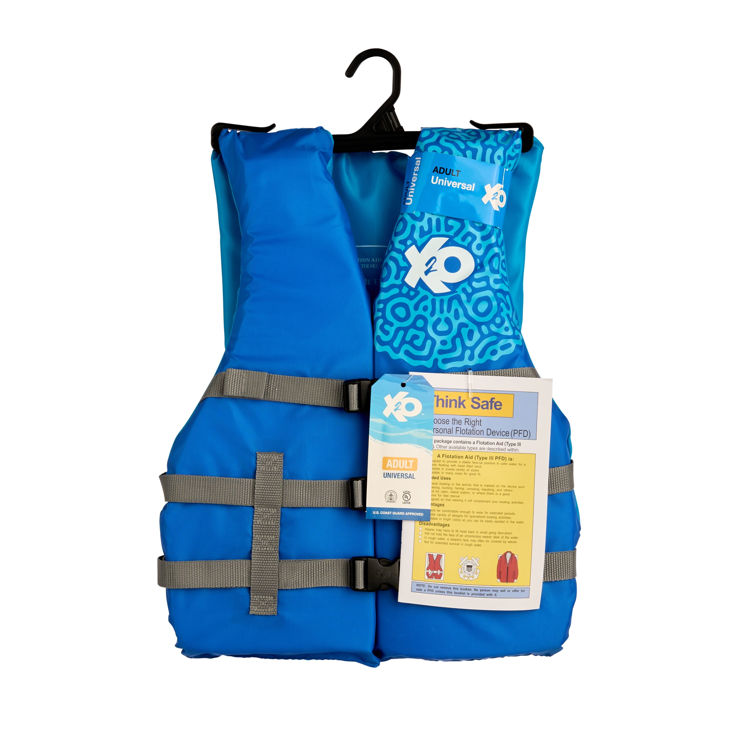 (2 pack) X2O Universal Adult Life Vest and Jacket, (30" - 50" Chest), Blue Ocean Coral, Unisex