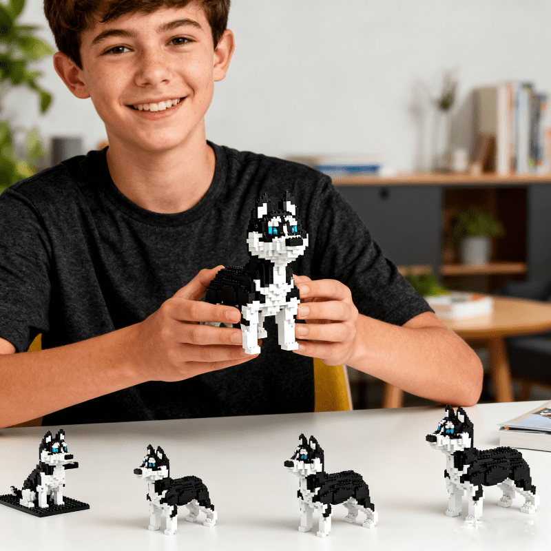 Husky Dog Building Blocks Set, Mini 3D Dog Puzzle,  Micro Block Gift Kit Animal Building Blocks Toys, Educational and Entertainment Toys for Dog Lovers Age 14+
