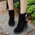 thumbnail image 6 of Women Winter Boots, Round Toe Dressy with Heel Casual with Side Zipper Short Boots, Autumn Winter for Dresses Chunky Heel Shoes, Ankle Booties , Black, 41, 6 of 8